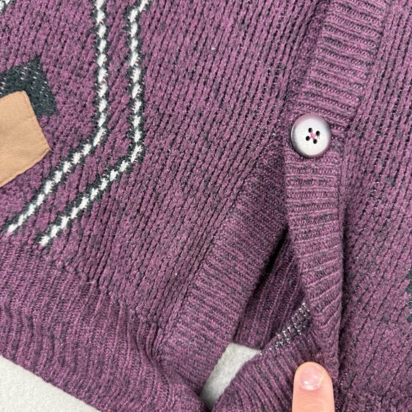 Vintage 90s LongSleeve Cardigan Burgundy Sweater Size Large Cottagecore Grandpa - Picture 4 of 8